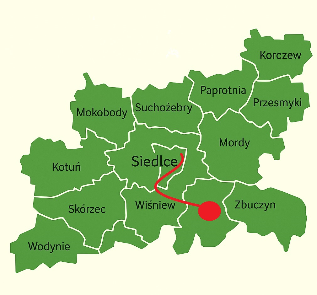 Mapa Siedlec i okolic